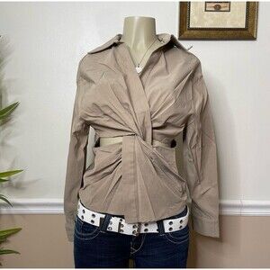 ZARA Women's Cut-Out Knotted Blouse Top